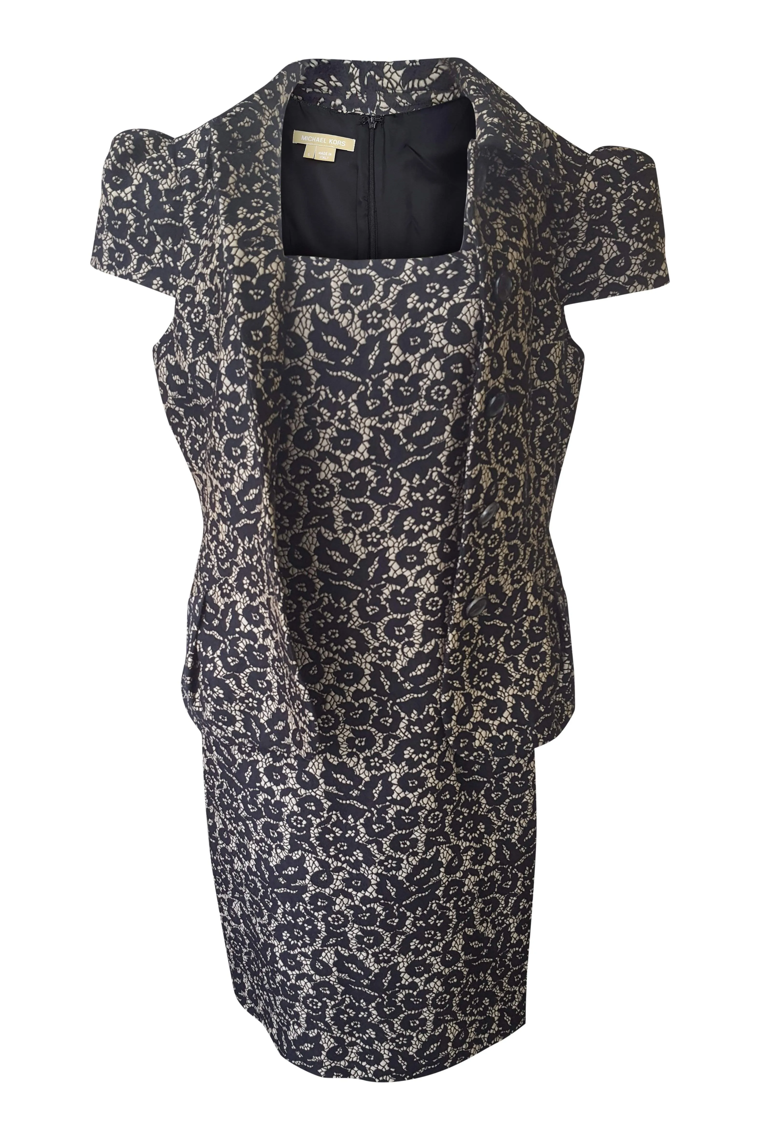 MICHAEL KORS Wool Blend Floral Lace Applique Dress Jacket Set (6)