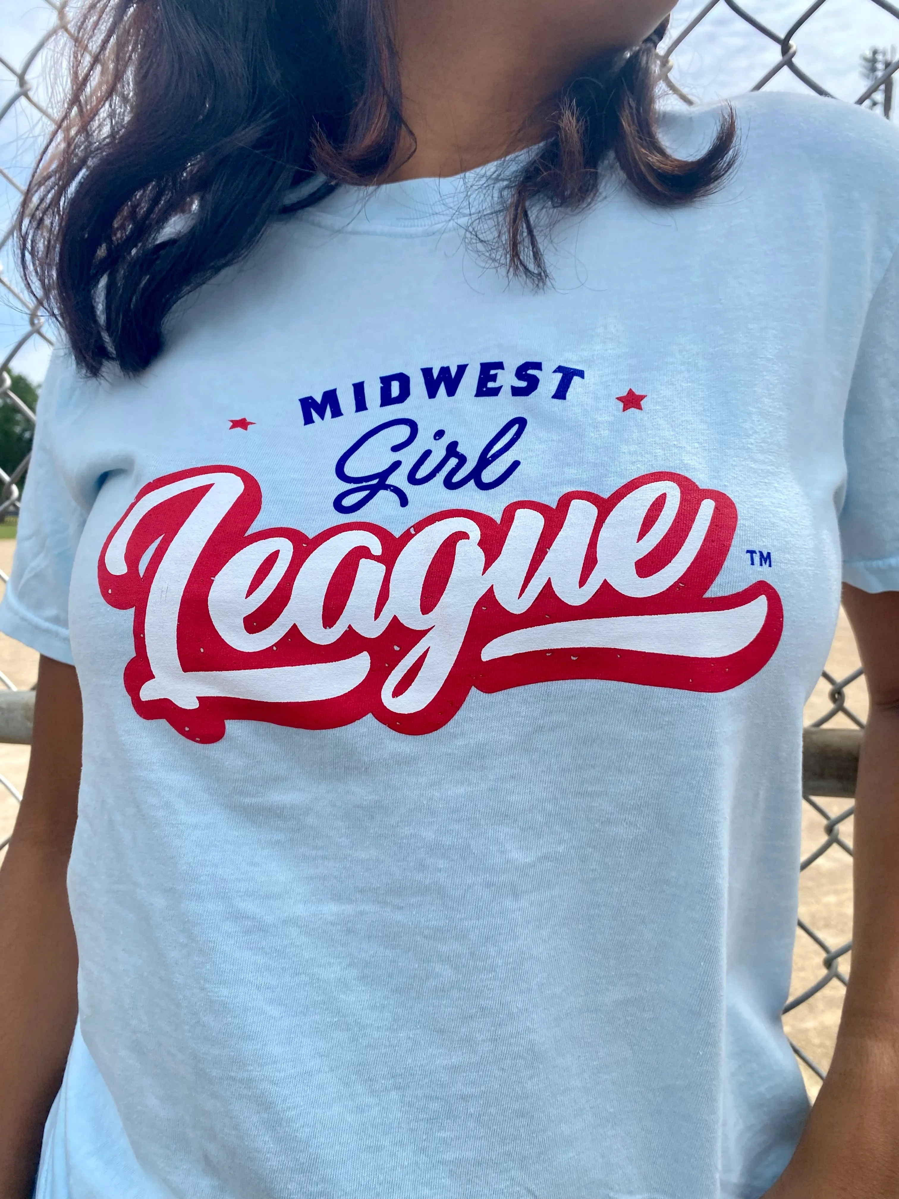 Midwest Girl League Tee in Chambray (FINAL SALE)