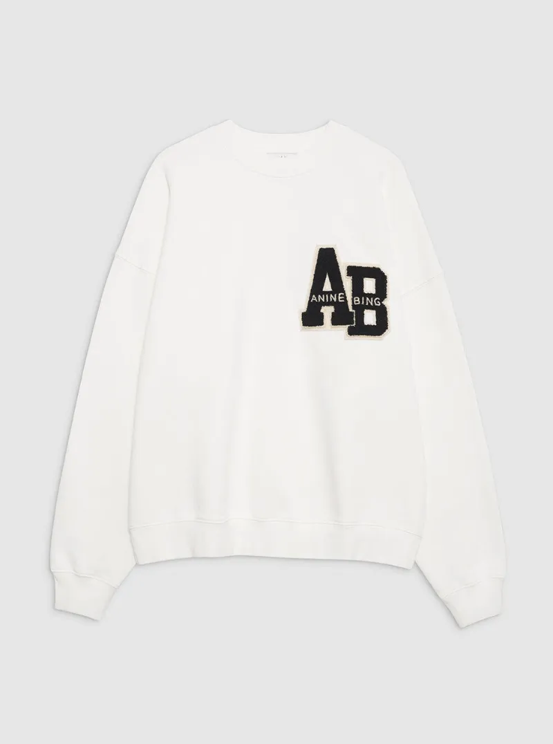 Miles Oversized Sweatshirt Letterman in Off White