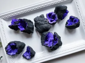 Moroccan Quartz Geode Pairs || Purple Aura Coated