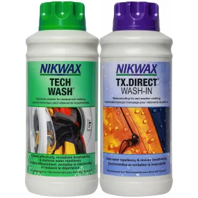 Nikwax Twin Pack - Tech Wash   TX. Direct Wash-In - 1L