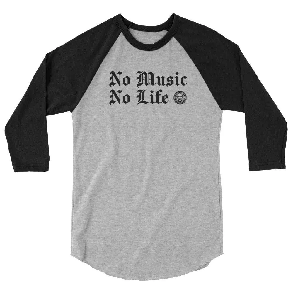 No Music No Life 3/4 sleeve raglan shirt