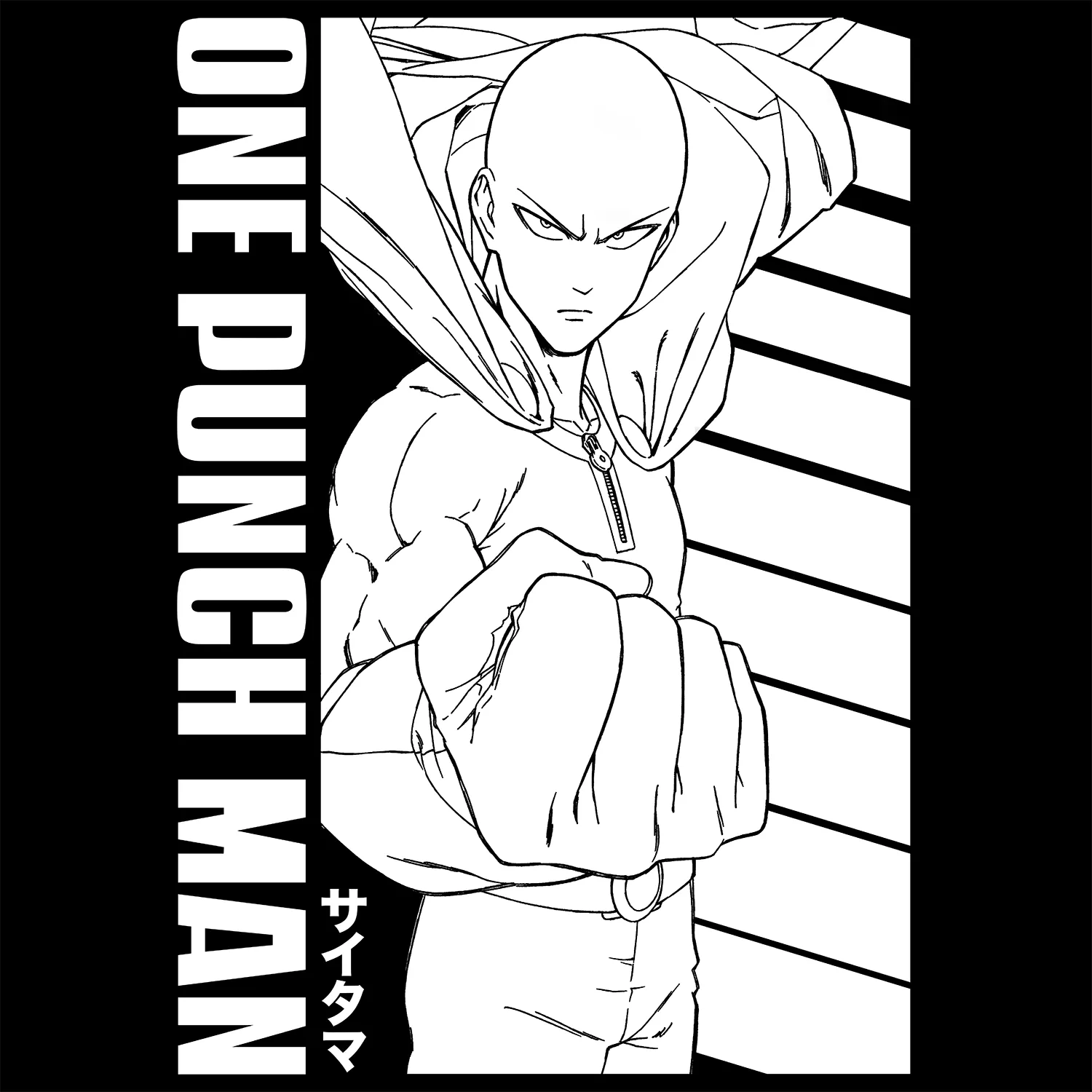 One Punch Man - Saitama Stance Black and White Tee