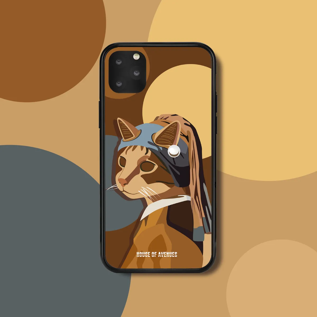 Original Design Phone Case - Cat with a Pearl Earring - Style D