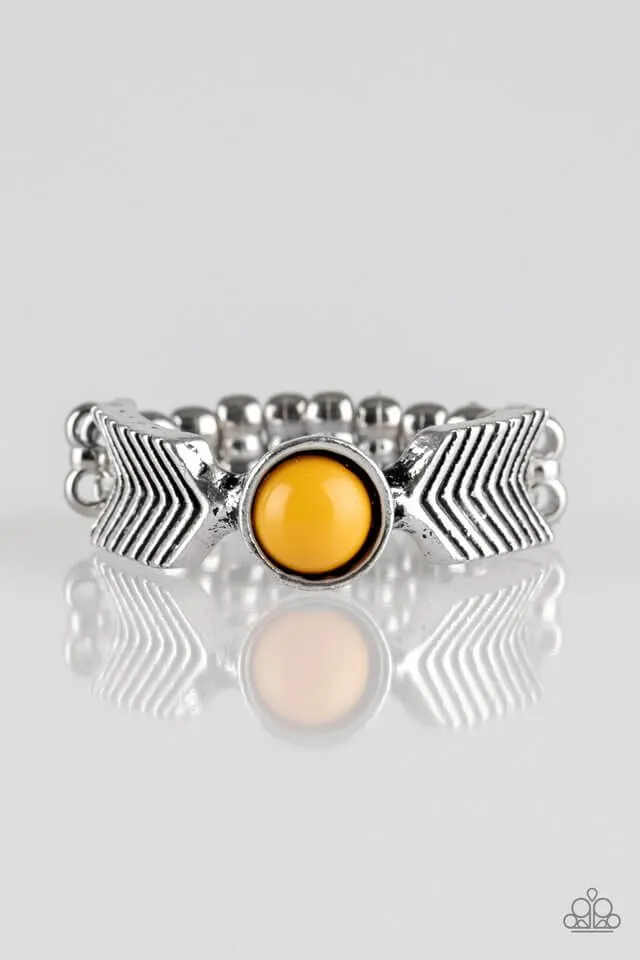 Paparazzi Accessories  - Awesomely ARROW Dynamic #RO1/D6  -  Yellow Ring