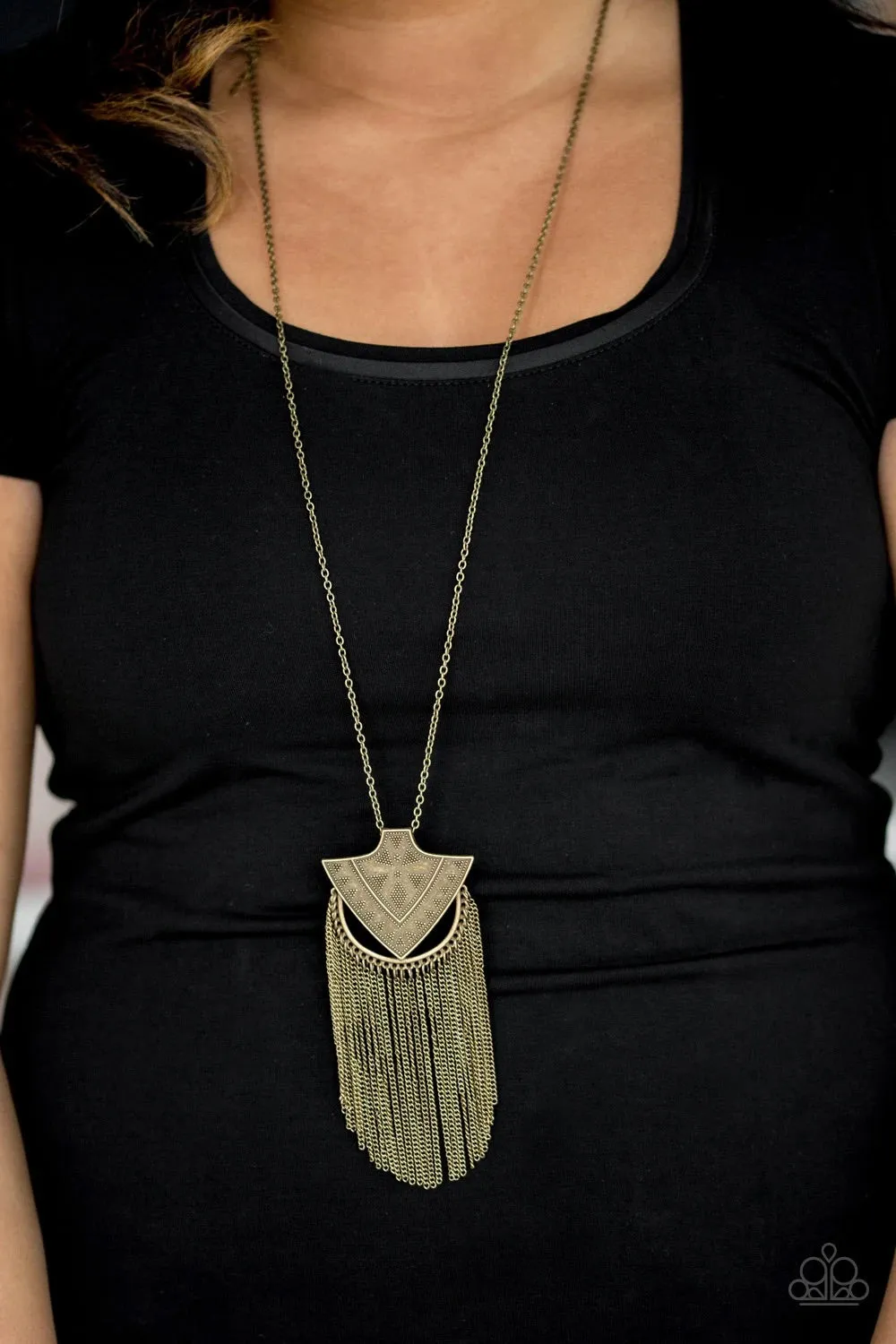 Paparazzi Accessories  - Hunt or Be Hunted #N480 Peg - Brass Necklace