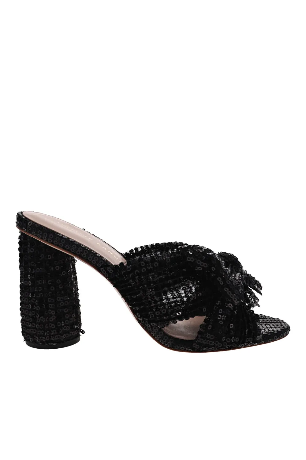 Penny Black Sequin Knotted Mule