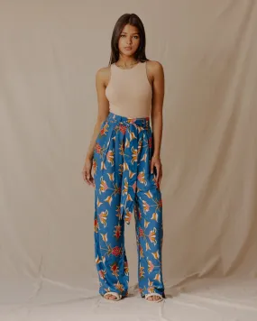 Persian Floral Cotton Pants Blue