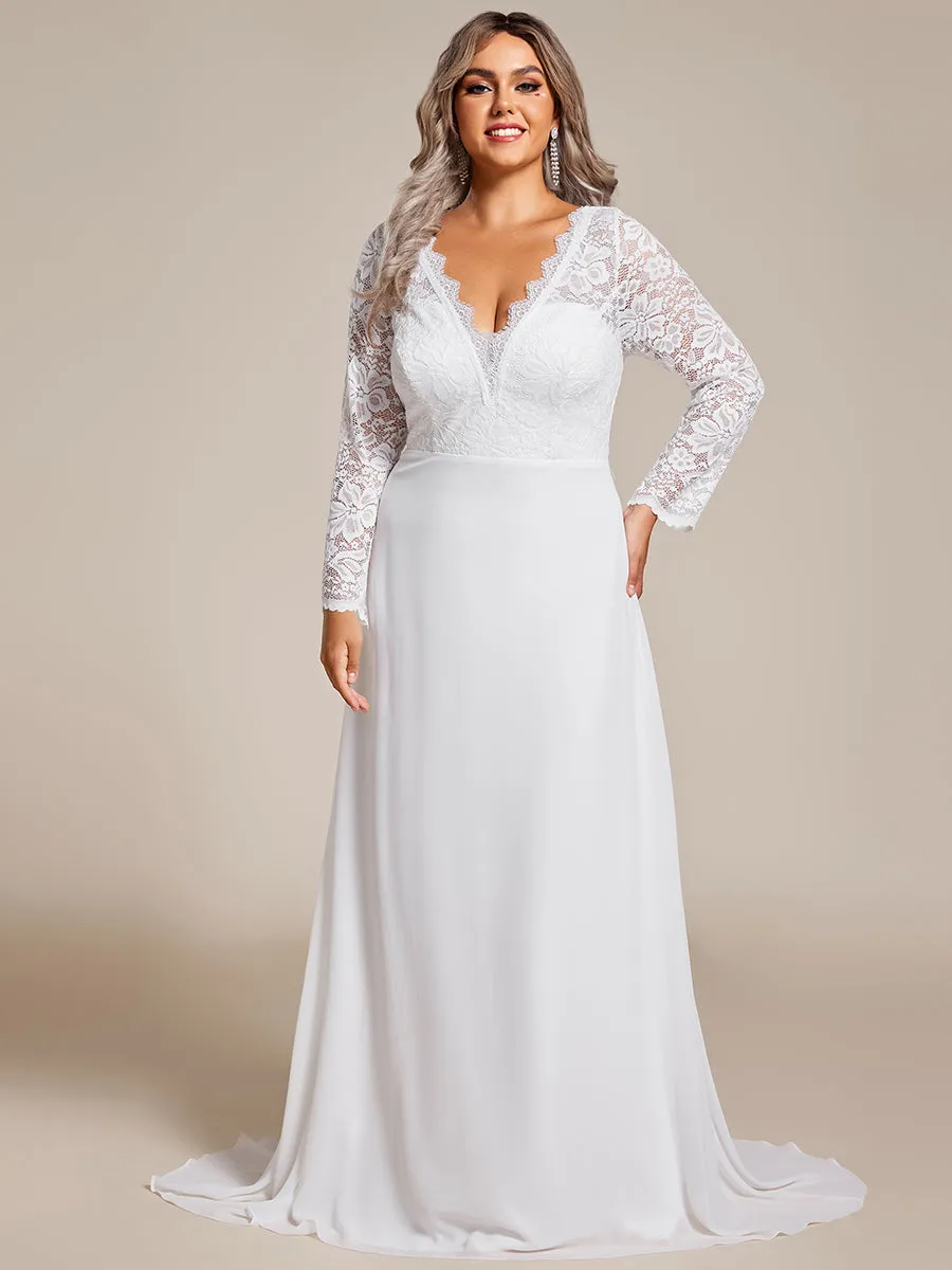 Plus Elegant Hollow Lace V Neck Wholesale Wedding Dresses