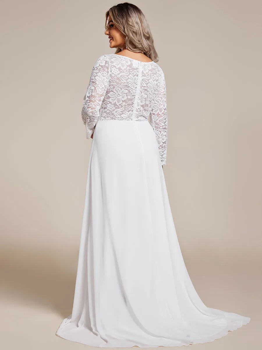 Plus Elegant Hollow Lace V Neck Wholesale Wedding Dresses