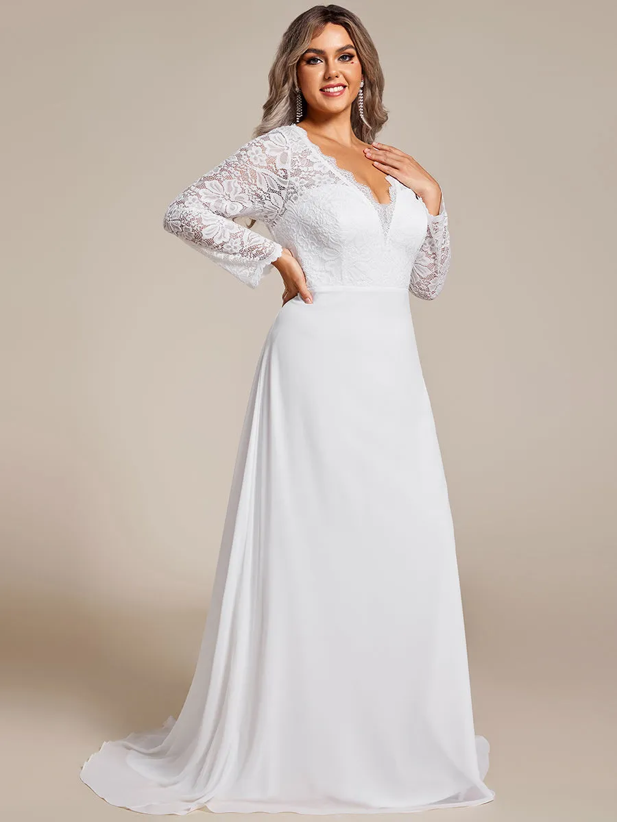 Plus Elegant Hollow Lace V Neck Wholesale Wedding Dresses