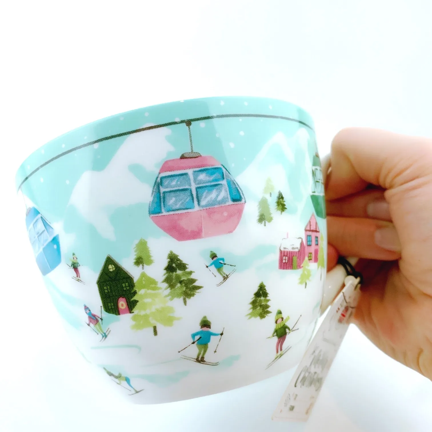 Portobello By Design 'Let's Skiing!' Celebrate Winter Bone China XL Coffee Mug Tea Cup 20 oz