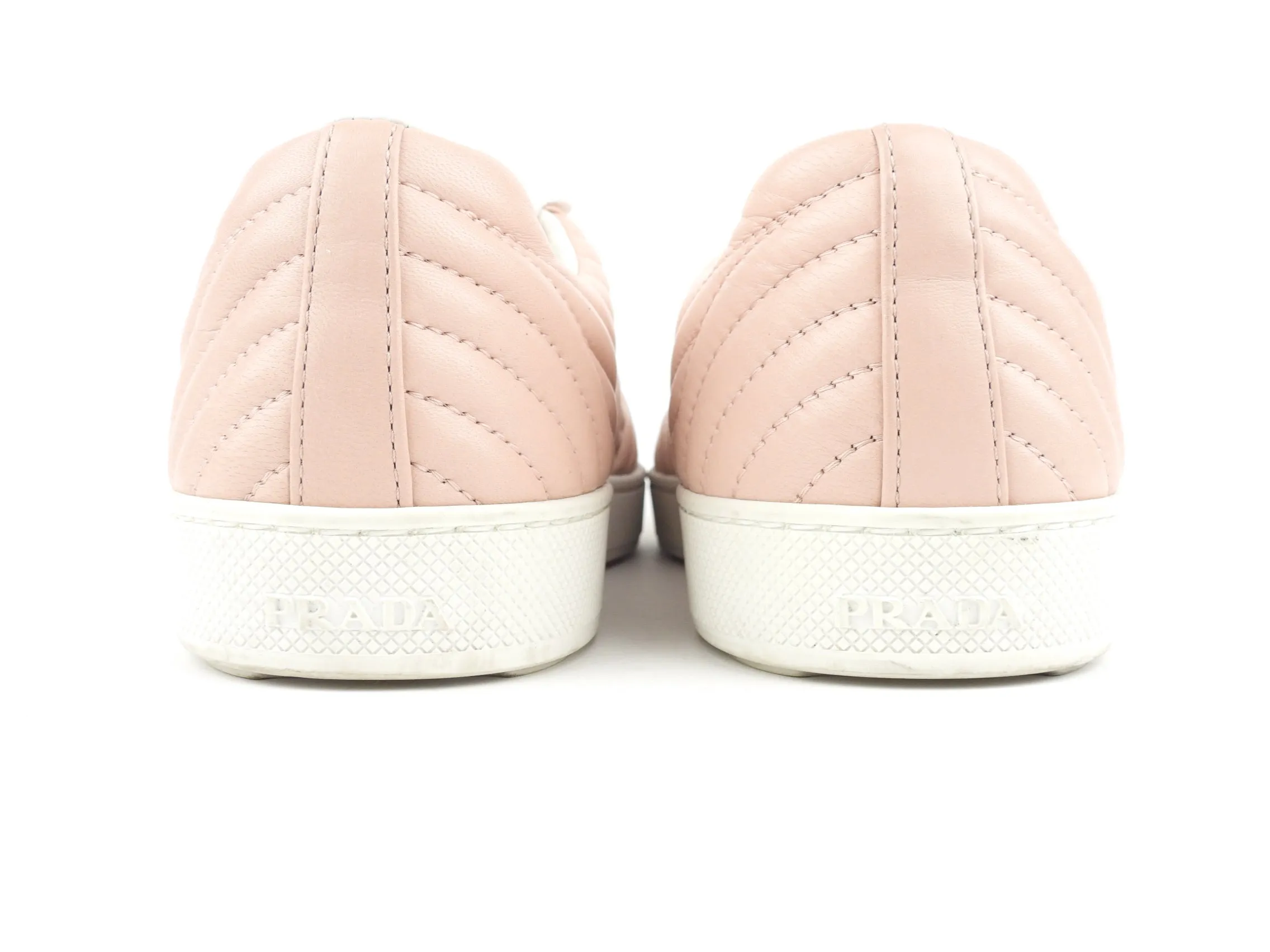 Prada Pink Quilted Leather Diagram Sneakers