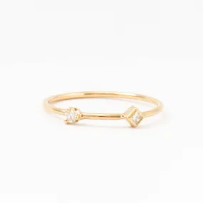 Princess & Round Diamond Thin Band Ring