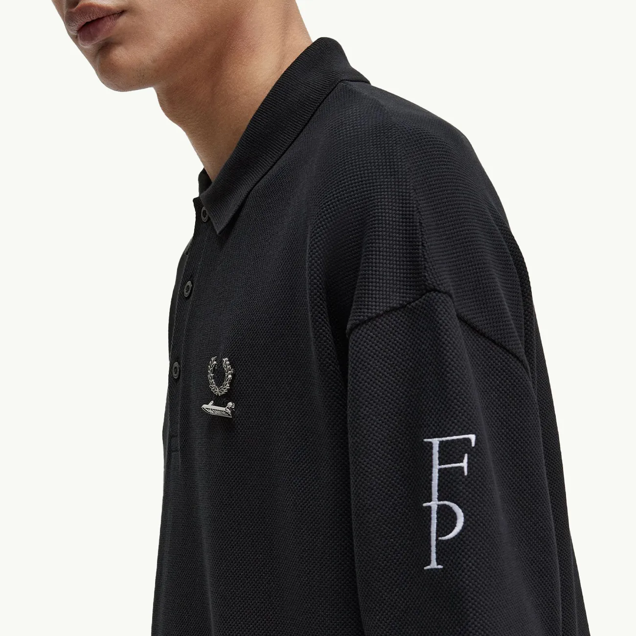 Raf Simons X FP Printed Over Sized Polo Shirt - Black