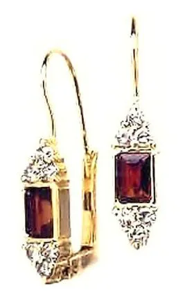 Regency 14k Gold, Garnet and Diamond Earrings