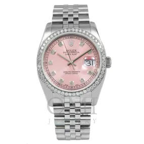 Rolex Datejust 116234 36MM Pink Diamond Dial And Bezel With Stainless Steel Jubilee Bracelet