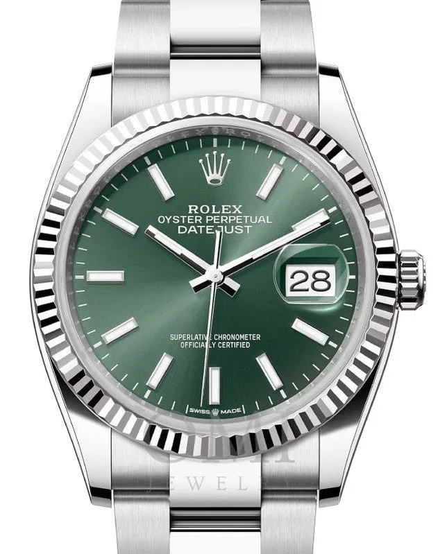 Rolex Datejust 126234 36mm Stainless Steel Watch With Oyster Bracelet and Fluted Bezel