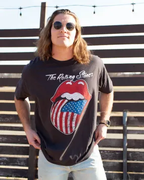 Rolling Stones USA Flag Lick Black Tee