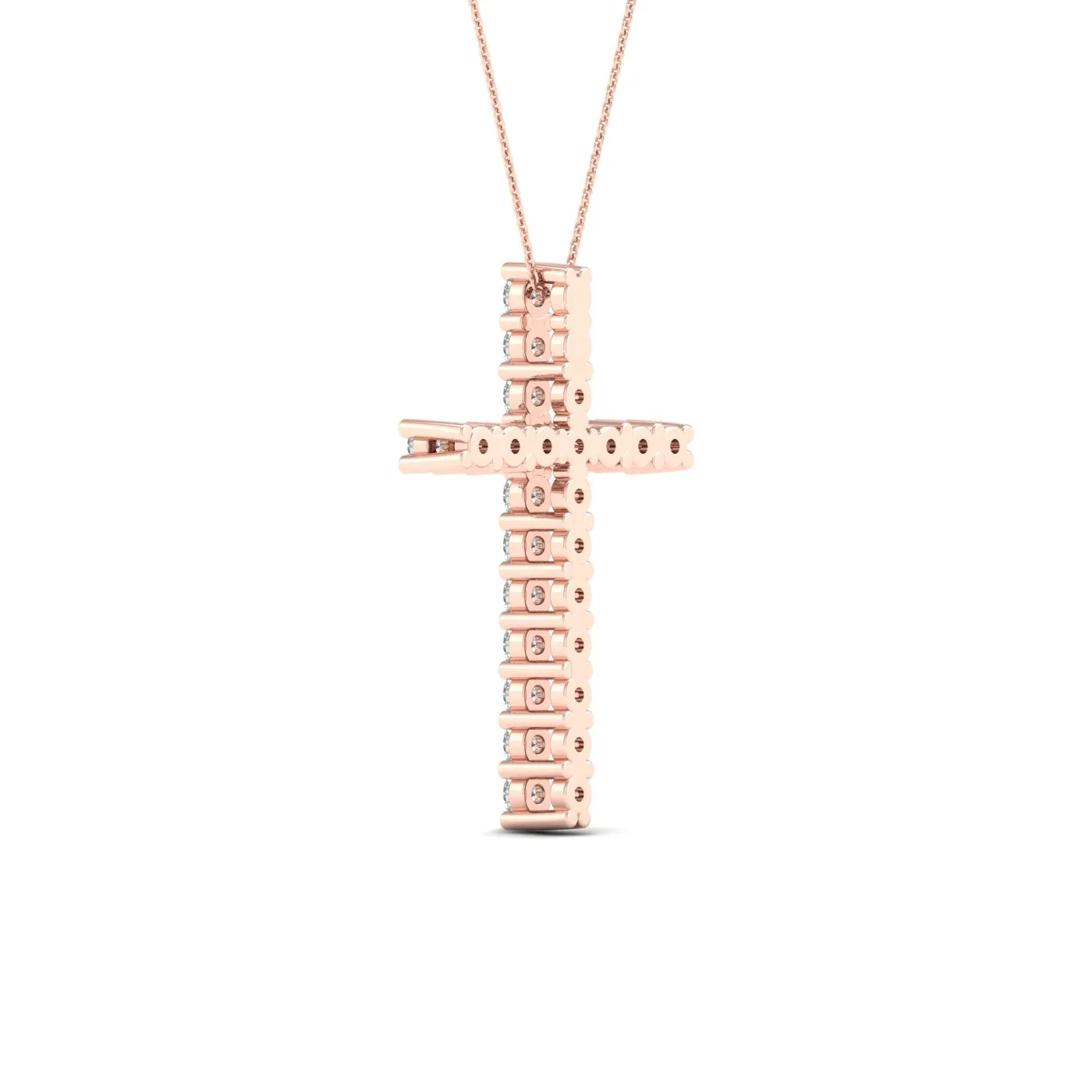 Rose Gold Diamond Cross Pendant With Chain Included