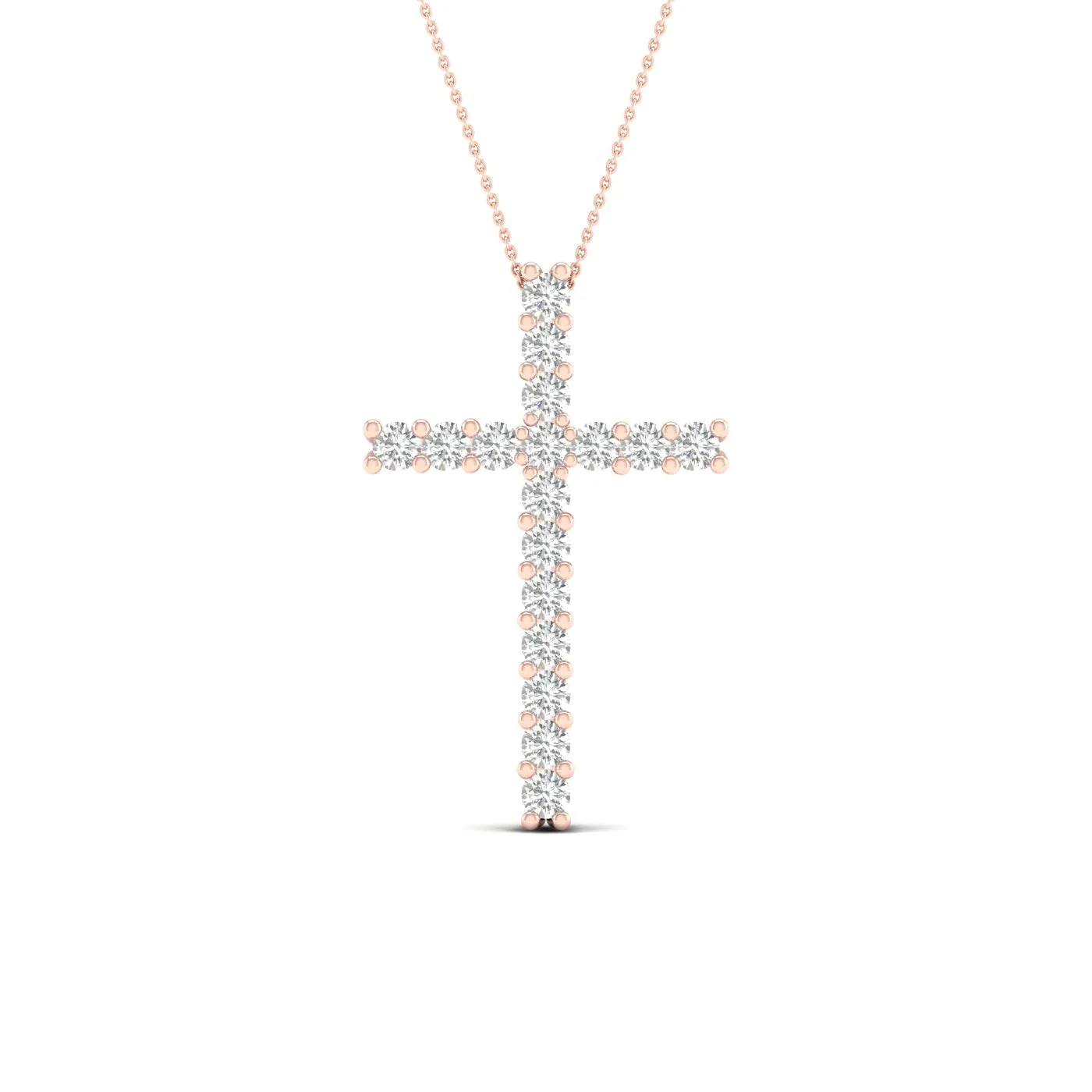 Rose Gold Diamond Cross Pendant With Chain Included