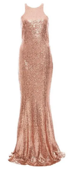 Rose Gold Sequin Maxi Dress