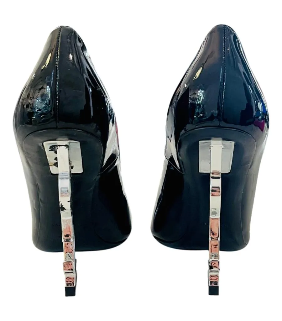 Saint Laurent Patent Leather Logo Opyum Heels. Size 36