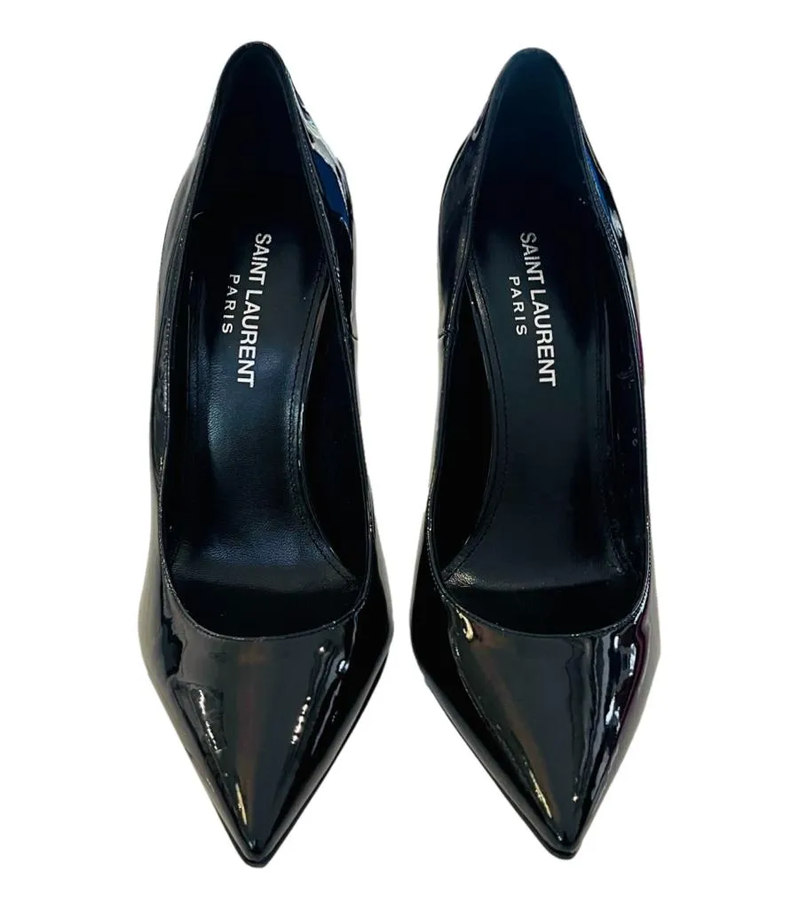 Saint Laurent Patent Leather Logo Opyum Heels. Size 36