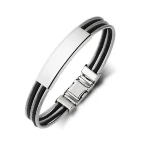 SALE Mens I.D. bar stainless steel bracelet Black Silver