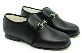 Shawn & Jeffery Black Leather Buckle Slip on Smoking Shoe