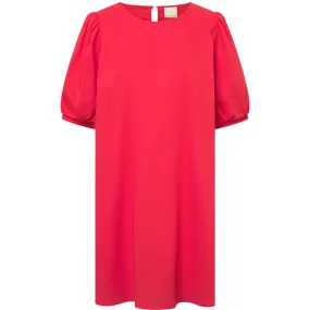 Short Abi dress with puff sleeves / 100138 - Red