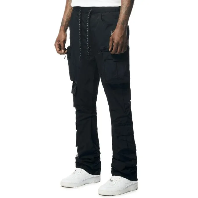 Smoke Rise Cargo Stacked Windbreaker Utility Pants (Black) WP23586