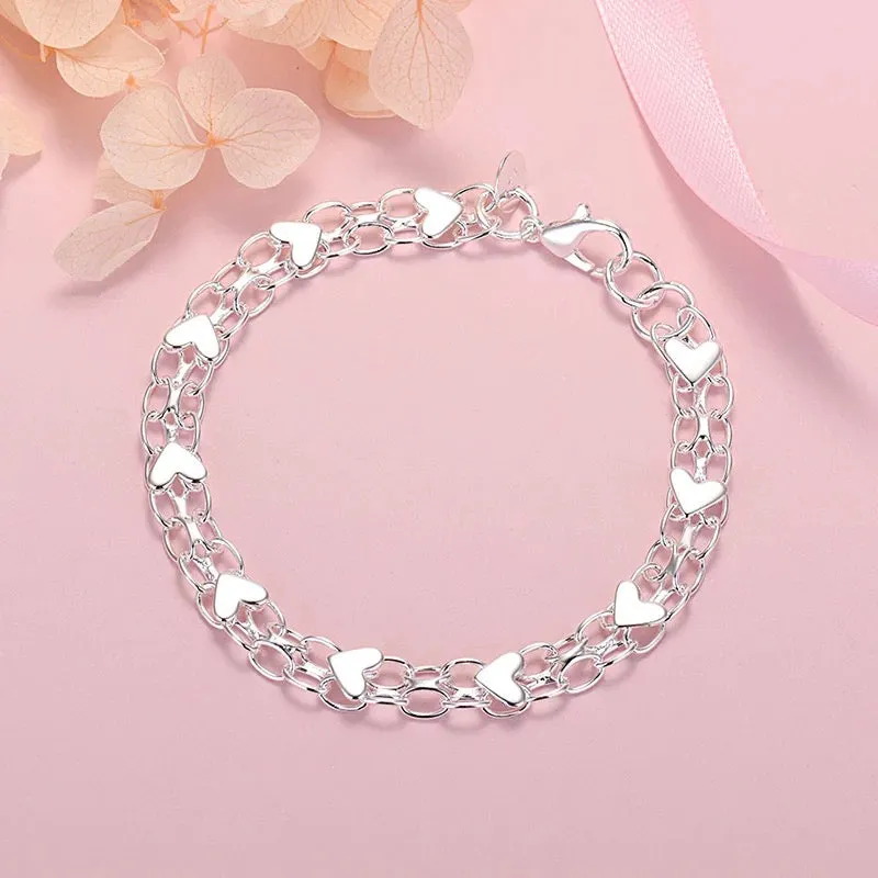 Sterling Silver Heart Chain Bracelet