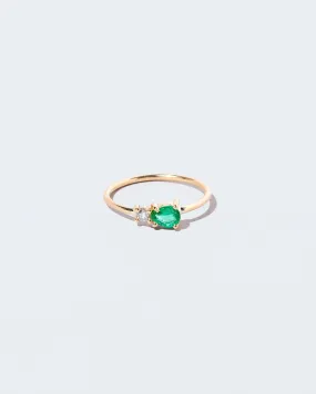 Teardrop Ring - Emerald & Diamond