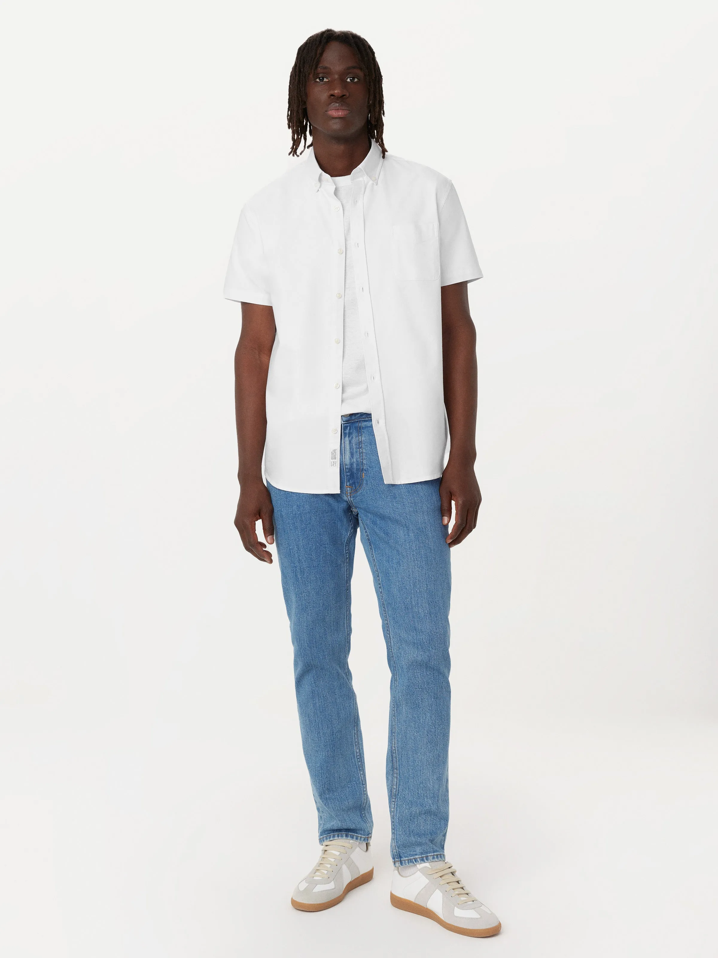 The Jasper Short Sleeve Oxford Shirt in White