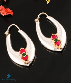 The Ruchira Silver Polki Hoops (Red/Green)