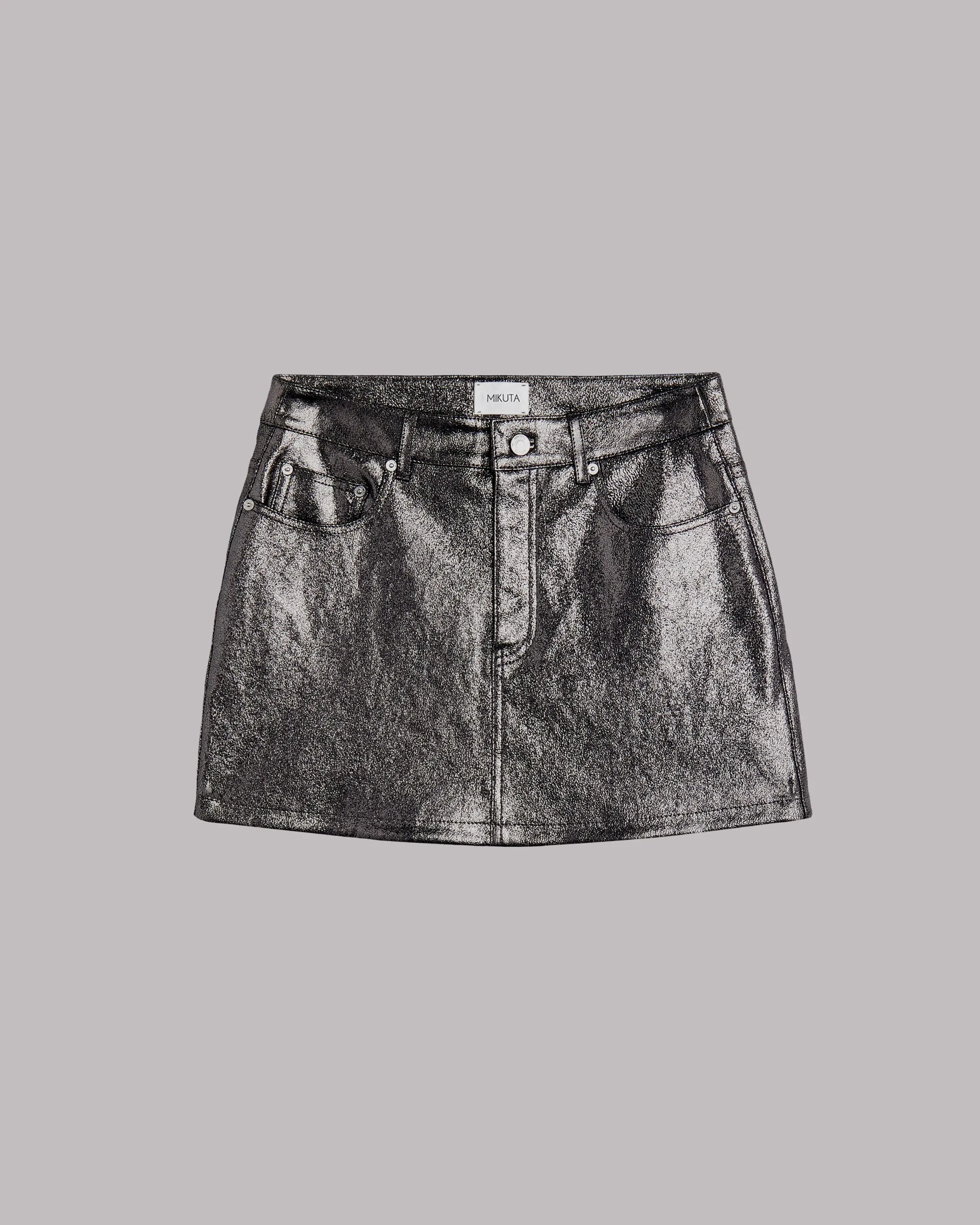 The Silver Coated Leather Skirt