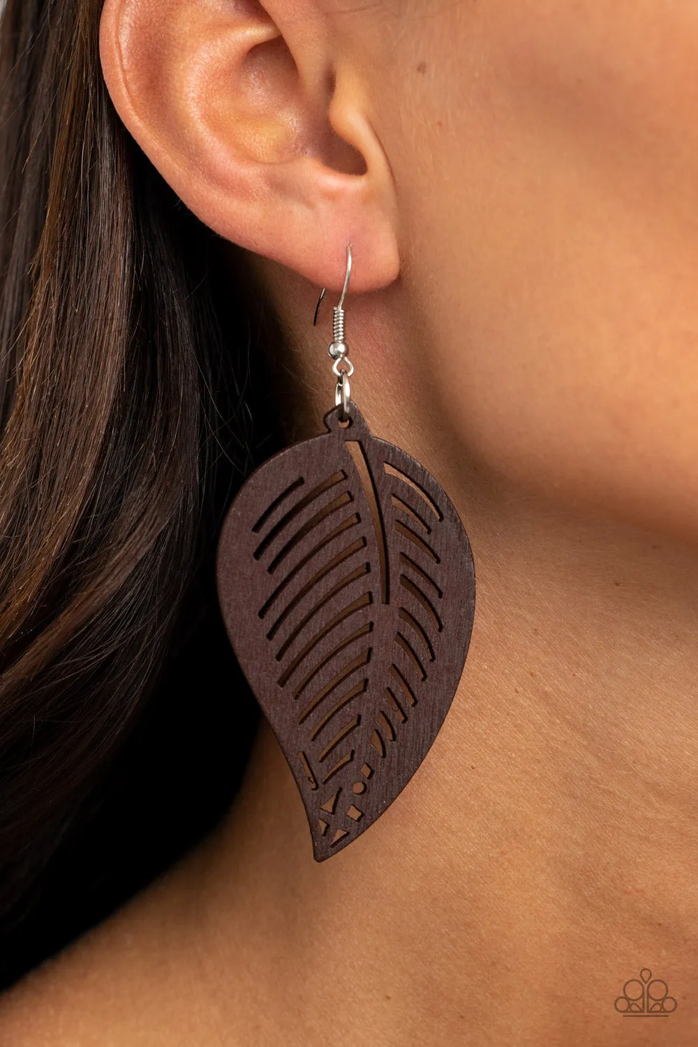 Tropical Foliage Brown-Earrings