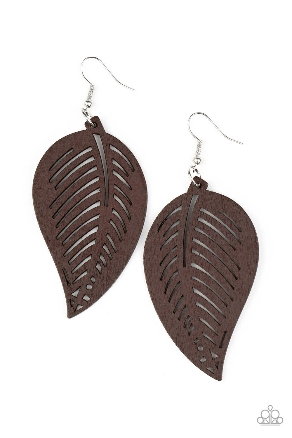 Tropical Foliage Brown-Earrings