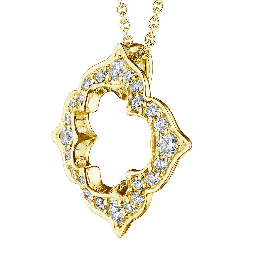 Verragio 18k Gold Victorian Open Diamond Pendant Necklace