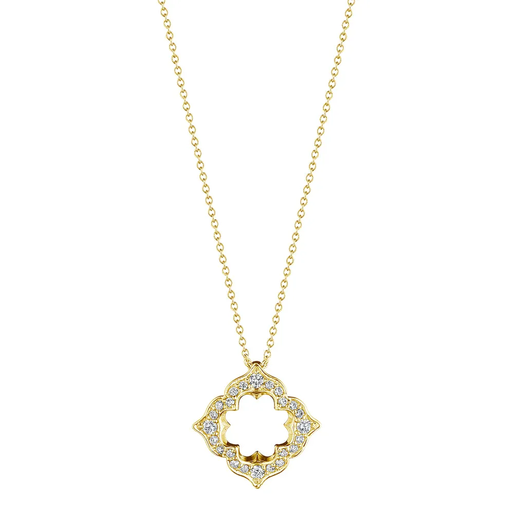 Verragio 18k Gold Victorian Open Diamond Pendant Necklace