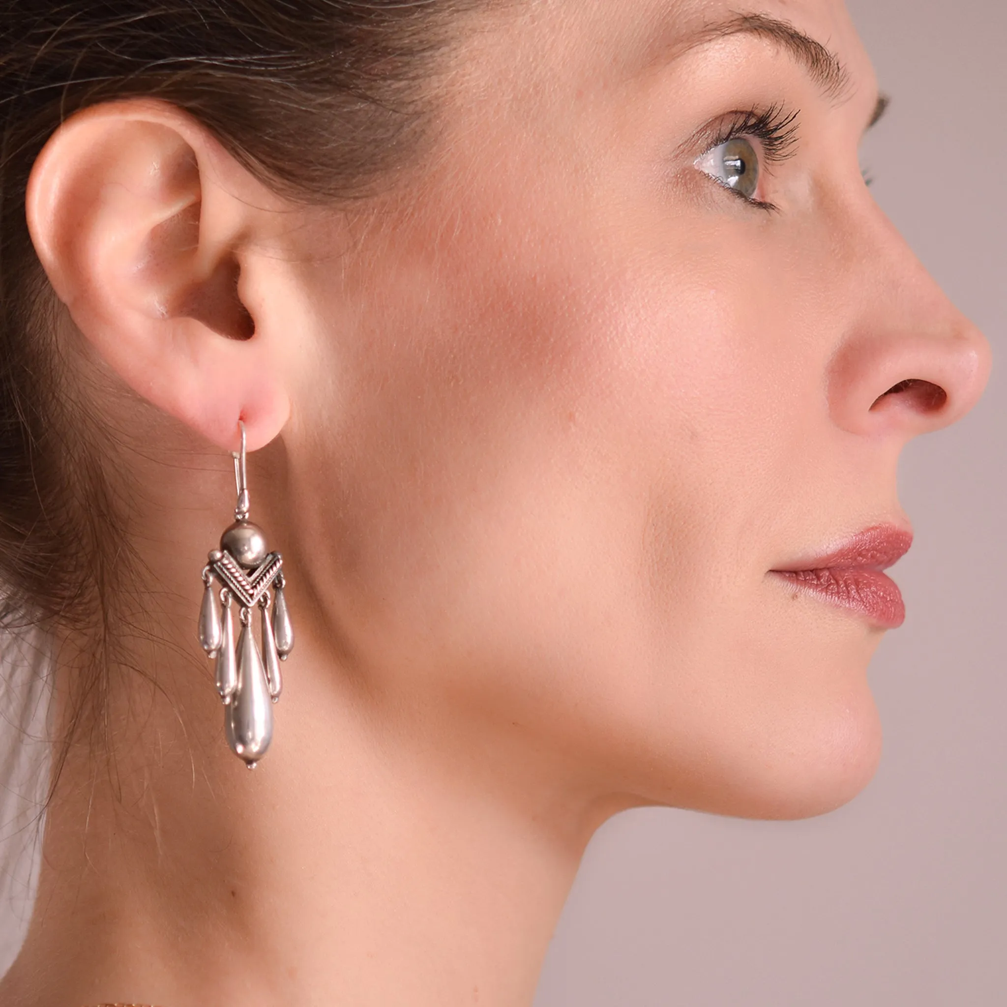 Victorian Sterling Silver Hanging Vessel Earrings