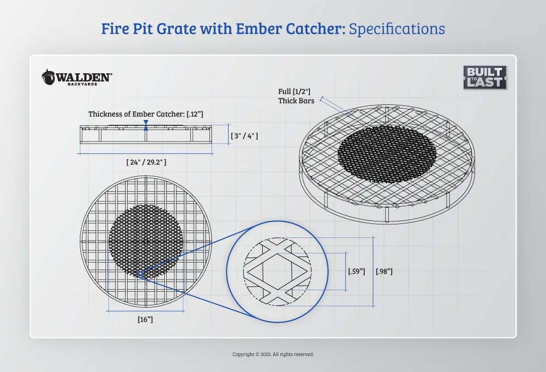 Walden Original Fire Pit Grate w/ Ember Catcher