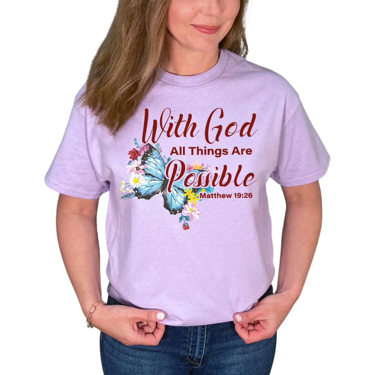 With God All Things Are Possible Butterfly T-Shirt