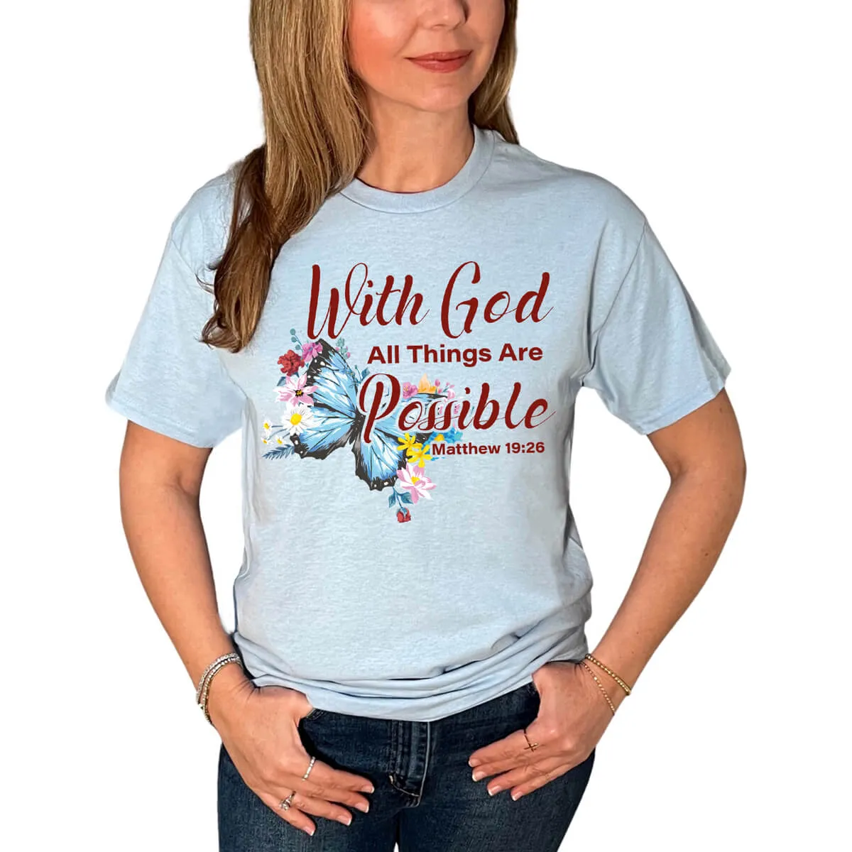 With God All Things Are Possible Butterfly T-Shirt