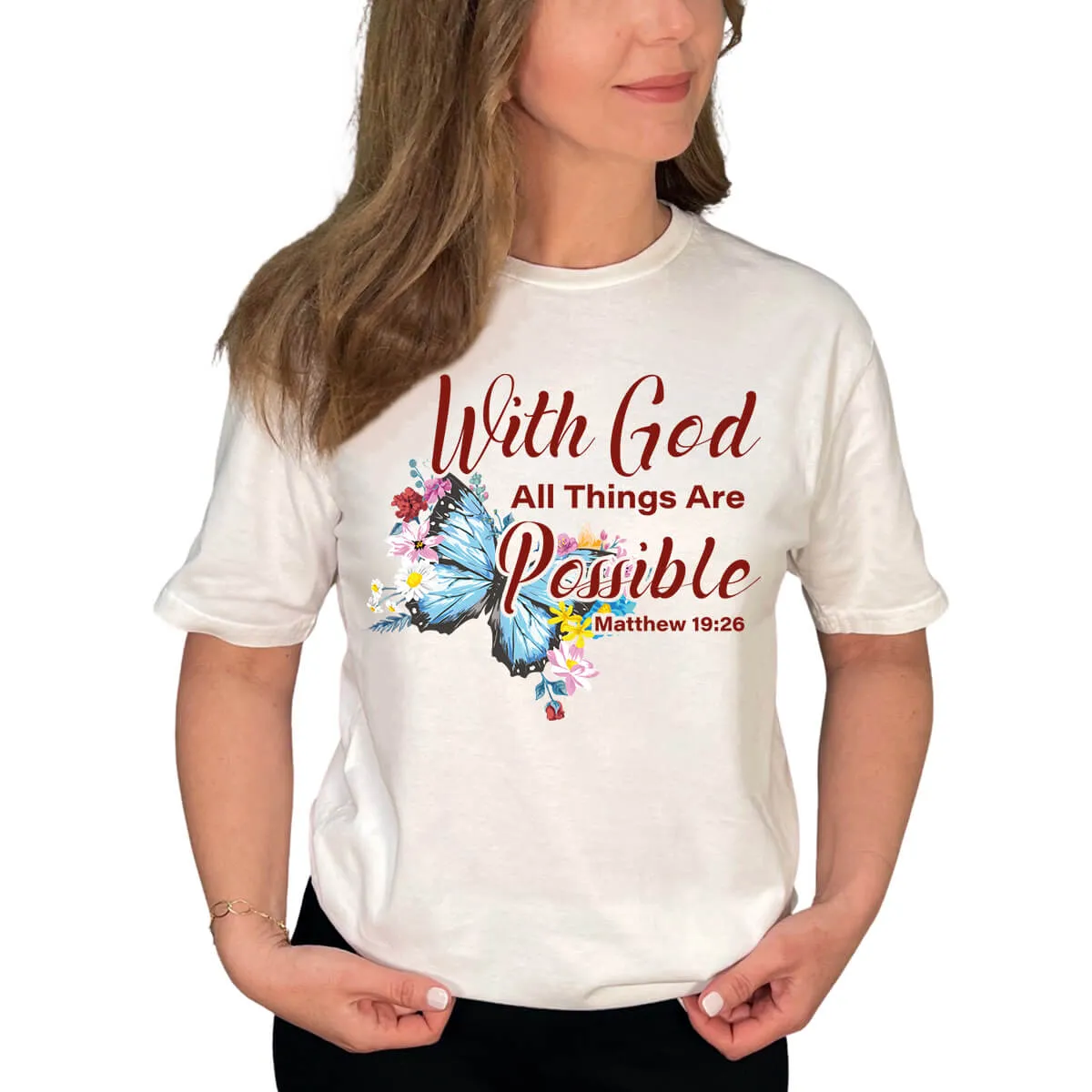 With God All Things Are Possible Butterfly T-Shirt